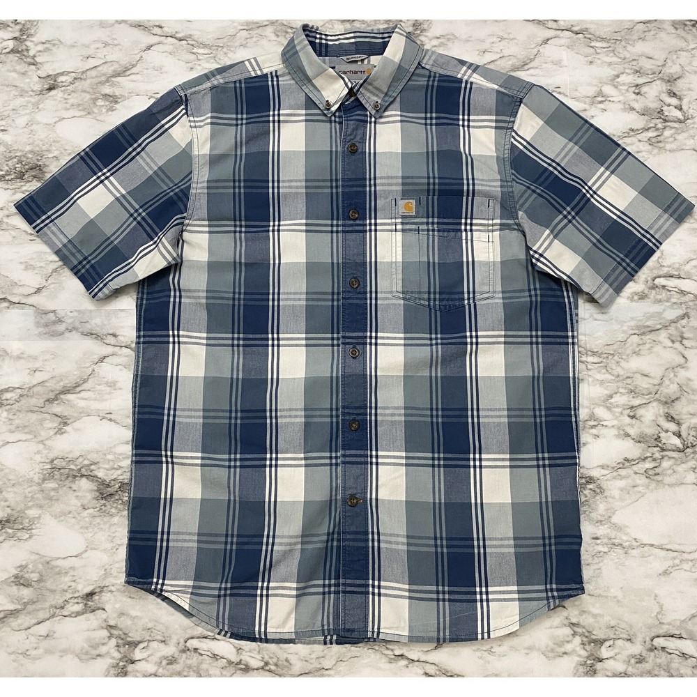 Carhartt Relaxed Fit Mens Shirt Size M Reg Multicolor Plaid Short Sleeve
